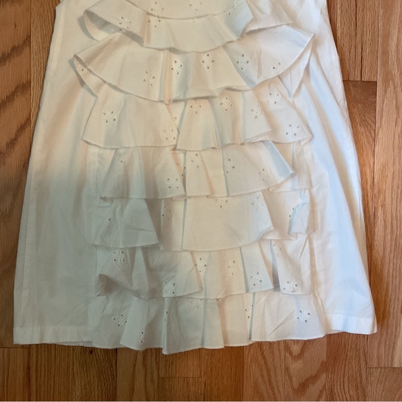 New - Zara white poplin dress embroidered ruffles dainty summer strapless - Picture 7 of 16